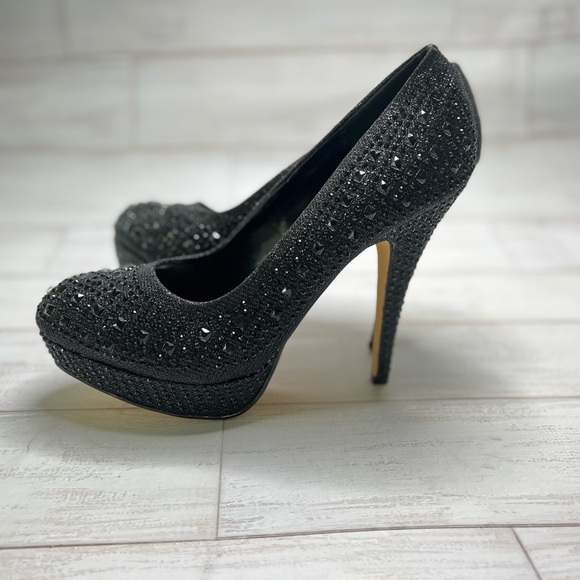 Black rhinestone size 11 heels new with box - Picture 4 of 14